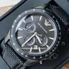 NEW EMPORIO ARMANI CHRONO BLACK DIAL FABRIC STRAP MEN'S WATCH AR6131