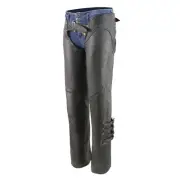 Milwaukee Leather MLL6520 Women’s 'Lace & Buckle' Black Leather Motorcycle Chaps