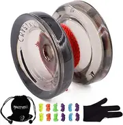 [MAGICYOYO] K2 Crystal Yoyo Professional Responsive Yoyo for Beginner, Plastic Trick Yo-Yo with 5 Yoyo Strings, Yoyo Bag +Glove (K2-Black)