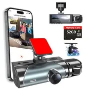 Dash Cam Front and Rear Inside, Triple Car Camera, 3 Channel Dash Camera for ...