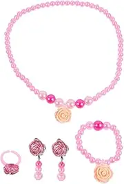 [FRCOLOR] 1 Set Flower Jewelry Set Necklace Bracelet Ring Earrings for Creative Durable Accessories for Birthdays Parties Everyday Wear