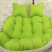 Hanging Hammock Swing Chair Cushion with Adjustable Headrest, Washable Egg Chair Pad for Outdoor Loveseat Swing Chair, Thick Double Swing Cushion, Green Color