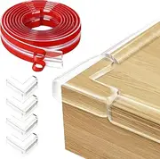 Edge Protector Baby Proofing Corner Protectors, 19.7ft Clear Silicone Guards Strip Child Safety Edge Covers Bumper for Table, Cabinets, Crib, Sharp Edge Protector with 4 Pack Corner Guards
