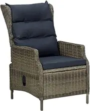 Garden Chair Reclining Garden Chair with Cushions Poly Rattan Brown Patio Seating