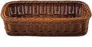 Imitation Rattan Woven Flatware Basket Chopsticks Fork Storage Tray Kitchen Cutlery and Utensil Organizer Silverware Countertop Storage Container