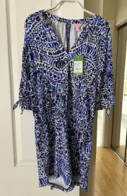 Lilly Pulitzer Bryce Romper Bright Navy Taverna Tile Allover Size XS NWT $158.00