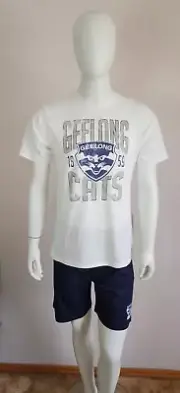 Geelong Cats AFL AFGEL0839 W24 Mens Short Sleeve Pyjama Set Size L New