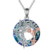 YFN Cheerleader Necklace Sterling Silver Cheer Crystal Pendant Tree of Life J...