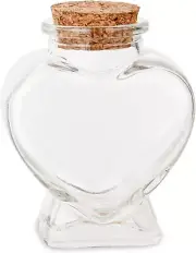 1Pcs Empty Mini Glass Heart-Shaped Bottles with Cork Stoppers, Decorative Glass