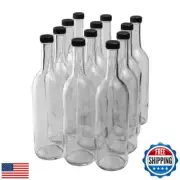 FastRack - W5 Wine Bordeaux Bottles Screw Top, Clear | 750ml Emplty Clear/Fli