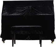 [Monkeysell] Full Piano Cover Cloth Art More Pleuche Decorated with Macrame for Universal Upright Vertical Piano Upright Piano Universal 118-131 (Black)（not Include Chair Cover）