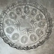 New Crystal Deviled Egg Platter Dish