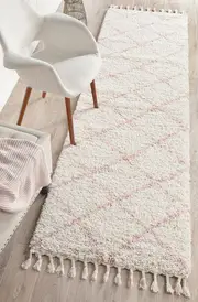Rug Culture Ivory & Pastel Geometric Modern Shag Rug