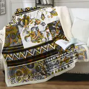 Mandalas and Flowers Golden Black Design Throw Blanket