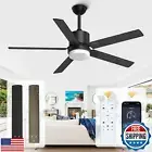 alescu Black Ceiling Fans with Lights - Outdoor Ceiling Fan with Remote/APP C