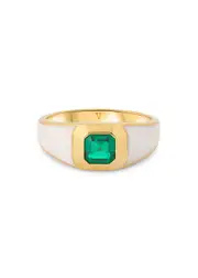 V BY Laura Vann Sophie 18kt Gold Vermeil Signet Ring - White And Green - N N