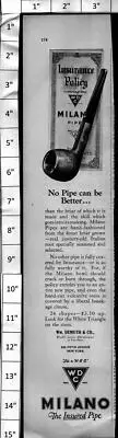 1924 Milano The Insured Pipe Vintage Print Ad 4010