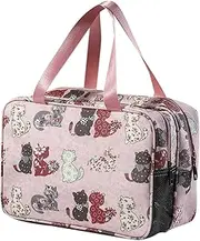 [OYUEGE] Toiletry Bag Travel Hanging Make up Wash Bags Large Portable Waterproof Cosmetic Shaving Bag Makeup Organizer Toiletries Bathroom Storage Case for Women Girls Ladies (Pink Cat)