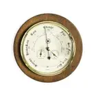 Bey Berk Barometer with Thermometer and Hygrometer on 9" Cherry Wood with Brass