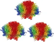 SOESFOUFU 3pcs Fluffy Afro Clown Wig Set Party Wigs for Masquerade Carnival Cosplay Polyester Material Elastic inside