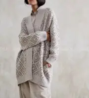 Brunello Cucinelli Women's Cashmere Blend Cardigan Sweater Argyle Size S