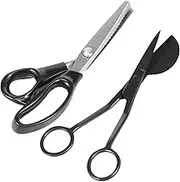 2Pcs Pinking Shears Professional Zig Zag Scissors with Duckbill Napping Shears Stainless Steel Scrapbook Scissors with Ergonomic Grips Decorative Edge Scissors with Ultra-Sharp Blade for Crafting