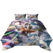 Cool Crazy Space Llama Riding Rainbow Laser Cat Unicorn Coverlet