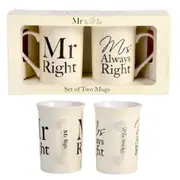 Mr and Mrs Mugs Set Always Right Wedding Gifts for the Bride Groom Coffee Cups
