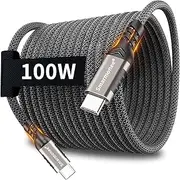 Smarmonee 100W USB C to C Cable Fast Charger 3m 20Gbps Fast Data Transmission, 4K High-Definition Video Synchronization, Nylon Braided Type C Cables, Supports Video Output PQ066 (3M)