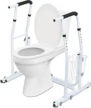 Toilet Safety Frame for Disabled and Elderly, Rail Surround Mobility Aid Toilet Handrail Support Aids Bathroom Handrail Grab Bar Height and Width Adjustable Standing Support