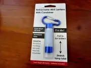 Retractable Mini Lantern with Carabiner Blue