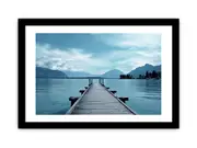 Blue Jetty and Lake Framed Print