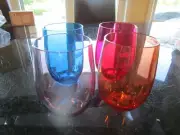 4 Mark and Graham ACRYLIC STEMLESS WINE GLASSES Wine o'clock photo shoot sample