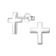 Silver Cross Stud Earrings