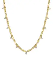 Zoe Chicco 14K Yellow Gold Prong Diamonds Diamond Dangle Curb Link Collar Necklace, 16