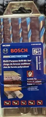 Bosch MC500 5 Piece Multi Materials Carbide Hammer Drill Bit Set Germany