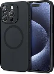 ESR for iPhone 15 Pro Max Case with MagSafe, Supports Magnetic Charging, Slim Liquid Silicone Case, Shock Absorbing, Screen and Camera Protection, Cloud Series, Black
