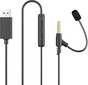 3.5mm USB to AUX Audio Cable with External Microphone and Volume Control, 6.6Ft / 2M USB to AUX Cable, Compatible with PC, Laptop, Stereos, Headphones, Speaker