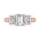 4.26 Emerald 3 stone Sapphire Promise Engagement Wedding Ring 14k Rose Gold