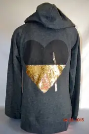Victorias Secret Supermodel Essentials Sequins Bling Heart Hoodie NWT L