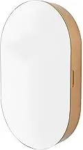 Wall Mounted Bathroom Cabinet Oval Mirror Cabinet Black/white/gold Mirror Cabinet Wall Mounted Makeup Mirror with Storage Rack(B)