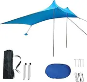 Beach Tent Shelter - Canopy Sunshade for Beach with 4 Poles,Windproof Protection Tent for Travel, Hiking, Fishing, Backyard