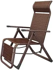 Rattan Folding Zero Gravity Chair for Adults Indoor&Outdoor Adjustable Recliner with Steel Frame and Widened Armrest Heavy Duty Lounge Tanning Chair for Patio Balcony Poolside FANDIAO