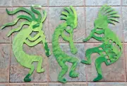 Set of 3 Kokopelli Musicians Metal Wall Art Each 24" T Candy Apple Finish