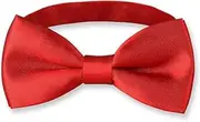 [Generic] Boys’ Adjustable Pre - tied Solid Bow Tie for Wedding Party Dress - up（Red）
