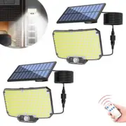 Solar Motion Sensor Wall Light Led Cob Floodlight Security Outdoor Garden B9F7