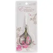 Heirloom Embroidery Scissors 4" Gunmetal & Gold Teardrop Handle