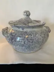 Handcrafted Shelton's Studio Pottery Casserole Dish with Lid and Handles, Signed