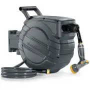 Retractable Garden Hose Reel 1/2 in x 65 ft, 2025 Upgraded Dual Ratchet Lock ...