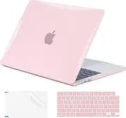[EooCoo] Compatible with MacBook Air 13.6 inch Case 2025-2022 M4 A3240 M3 A3113 A2681 M2 with Retina Display, Plastic Hard Shell Case + Keyboard Skin Cover + Screen Protector, Crystal Pink